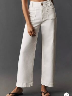Anthropologie Maeve The Colette Crop Wide-Leg Jeans size 30 white